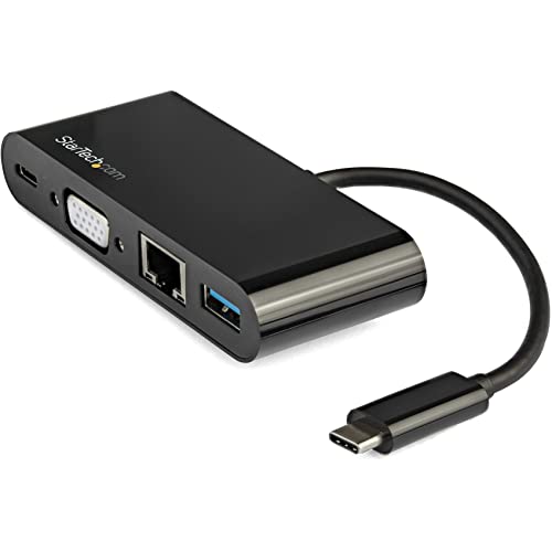 StarTech.com USB C Multiport Adapter - Mini USB-C Dock w/ Single Monitor VGA 1080p Video - 60W Power Delivery Passthrough - USB 3.1 Gen 1