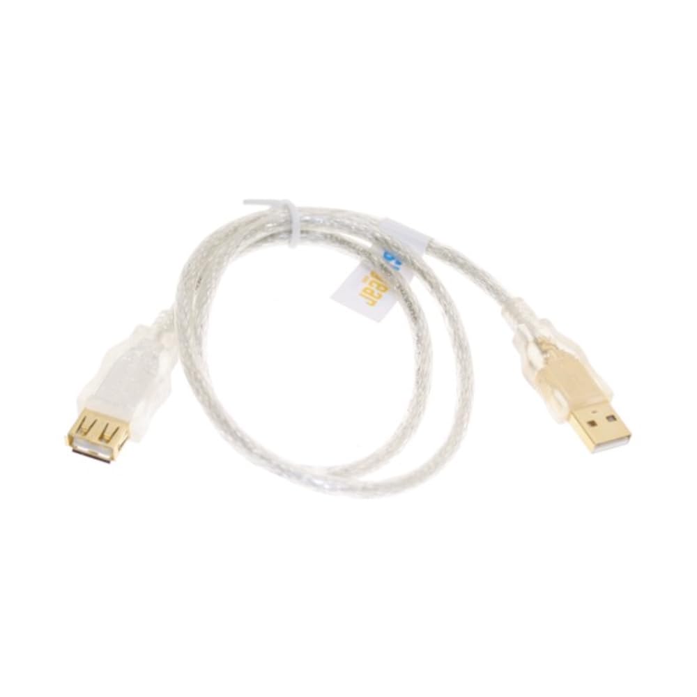 USBGear USB 2.0 Extension Cable - 2ft - Clear - USB Type A Male to A Female - Improve Port Accessibility & Device Management