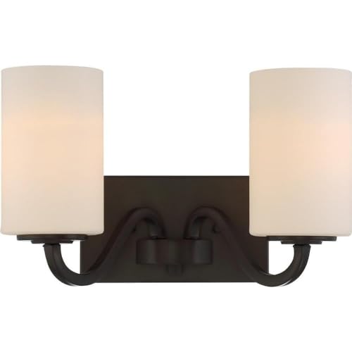 Nuvo Lighting 60/5902 Willow 2 Light 100W A19 max. Medium Base Vanity and Wall with White Glass, Aged Bronze