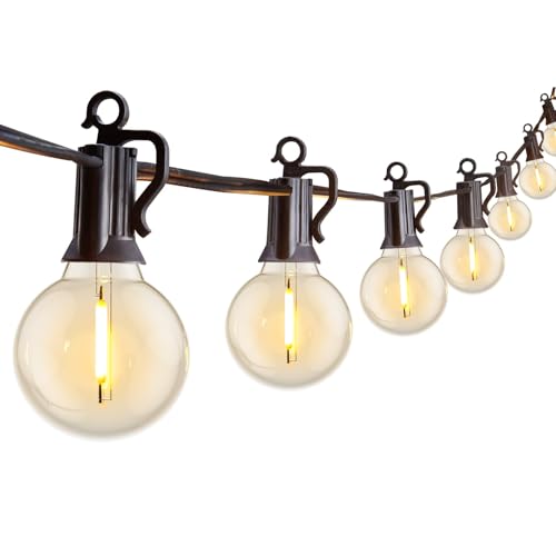 Brightown Outdoor String Lights 29 Feet G40 LED Patio Lights, Plug-in, 13 Plastic Edison Bulbs(1 Spare), Waterproof Connectable Hanging Light
