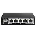 YuanLey 5 Port PoE Extender Gigabit with 4 PoE Out, 90W in, IEEE 802.3af/at/bt Mini 5 Channel Switch1000Mbps, Metal Casing, 6KV Lightning Protection