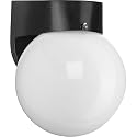 Progress Lighting Polycarbonate Outdoor 1-Light White Acrylic Shade Modern Outdoor Wall Light Textured Black