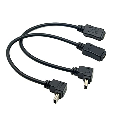 cablecc 2pcs 90 Degree Up & Down Direction Angled Mini USB 5 Pin Male to Female Extension Cable 0.2m