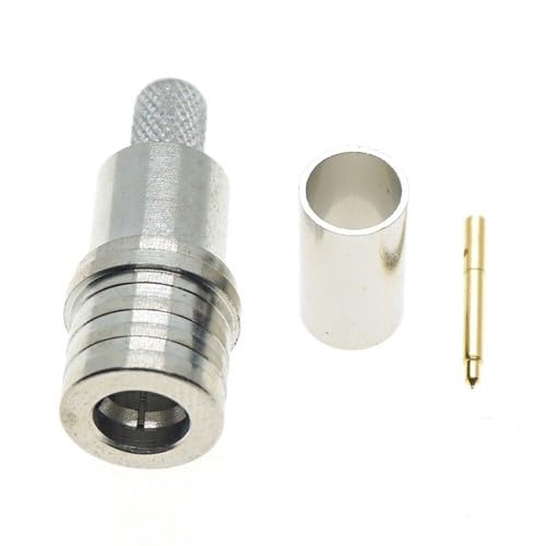 UCCKEYI 10Sets QMA Male Crimp RF Connector Designed for LMR195 RG58 RG400 RG142 Coax Cables 50 Ohm Straight Nickel-Plated Brass Type