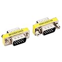 LuoQiuFa 2 pcs VGA SVGA HD15 Male-to-Male mini Gender Converter Coupler Cable Adapter