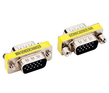 LuoQiuFa 2 pcs VGA SVGA HD15 Male-to-Male mini Gender Converter Coupler Cable Adapter