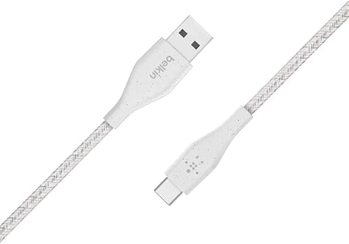Belkin DuraTek Plus USB C to USB Cable - USB-A Cable W/Leather Strap - Ultra-Strong Charging Cable W/Flexible Insulation - Compatible W/iPads, Samsung