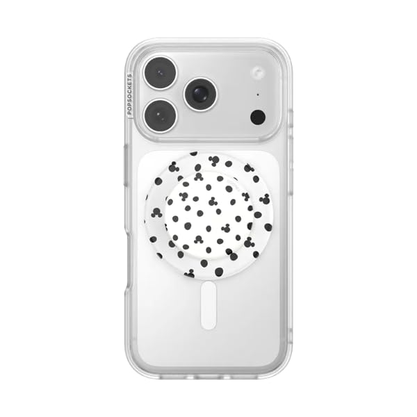 PopSockets Phone Grip for MagSafe, Magnetic Holder, Phone Stand, Disney - Mickey Polka Dot White