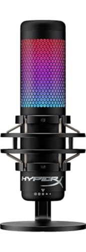 HyperX QuadCast S - RGB USB Condenser Microphone for PC, PS4, PS5 and Mac, Anti-Vibration Shock Mount, 4 Polar Patterns, Pop Filter, Gain Control