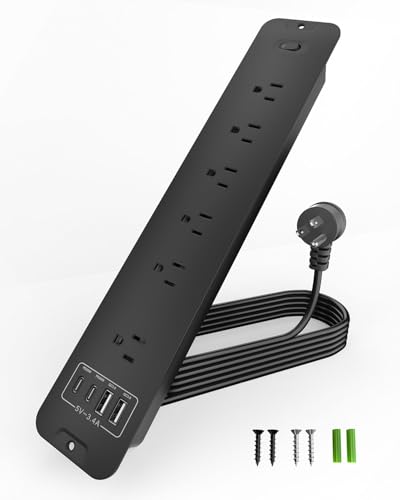 VIPWELL Recessed Power Strip Extension - 10 Outlet Surge Protector with 6 AC - 2 USB-A?18W? and 2 USB-C?PD20W? Ports - Flush Mount Desk Outlet with 6