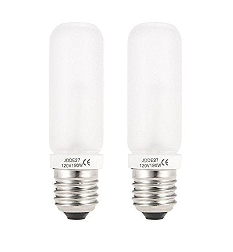 VSTAR 2 Pack JDD Type 150W 110-130V E26/E27 (Standard Edison Screw) Frosted Halogen Light Bulb, Replacement Modeling Bulb for Photo Studio Strobe