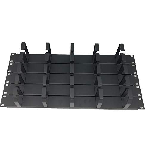 QiaoYoubang (5 Pack) 1U 5 D-Ring Cable Manager - 19 Inch Horizontal Rack Mount Metal Server Rack Wire Management