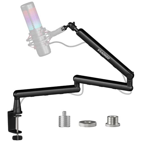 Microphone Arm,Aokeo AK-55i Desk Low Profile Adjustable Mic Boom Arm Stand,Suitable For Blue Yeti,Snowball iCE, HyperX QuadCast,SoloCast,Elgato
