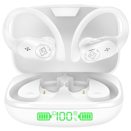 Wireless Earbuds Bluetooth Headphones 96H Playtime LED Display Waterproof Built in Mic Deep Bass Sound Secure Over Ear buds Earhooks for iPhone