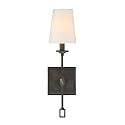 Savoy House 9-9004-1-88 Lorainne Rustic Traditional Soft White Fabric Wall Sconce, 1-Light 60 Watt, 18" H x 5" W, Oxidized Black