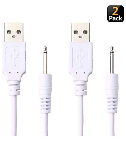 VibeMax (2 Pack) Massager Charger - Fast Charging USB Cable | 2.5mm DC Charger Cord