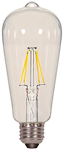 12 Pack Satco S9581 6.5 Watt Dimmable Clear 2700K Warm White LED ST19 Light Bulb - Medium Base (60w Equivalent)