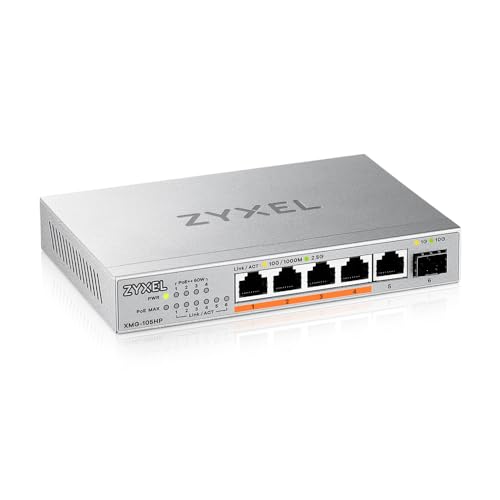Zyxel 5 Port PoE Network Switch | 2.5Gb Multi Gigabit Switch | Unmanaged | 5X 2.5G, 1x 10G SFP+ | 4X PoE++ 70W Budget | Easy Installation | Fanless