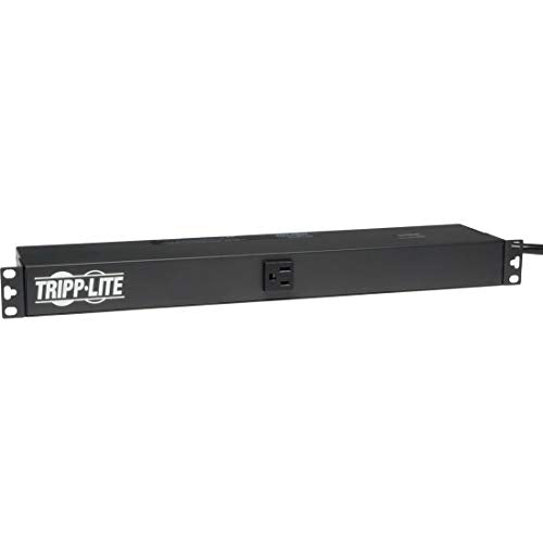 Tripp Lite 13 Outlet Horizontal 1U Rackmount PDU, 15 Amps, 120V, 15ft Cord, Power Strip for Network Server Racks, 15A Circuit Breaker, NEMA 5-15