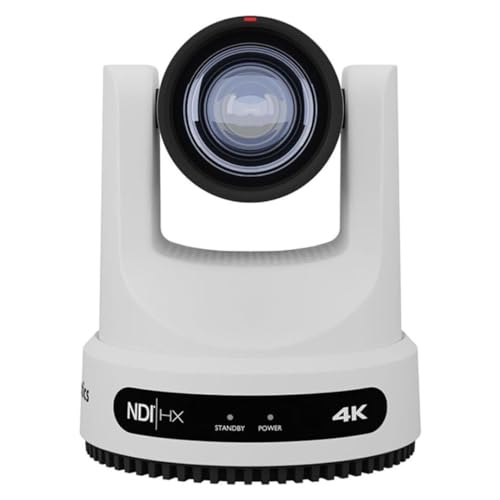 PTZOptics Move 4K 20x Auto-Tracking PTZ Camera with Built-in Tally Light, 3D Noise Reduction, and Advanced White Balance Modes (White)