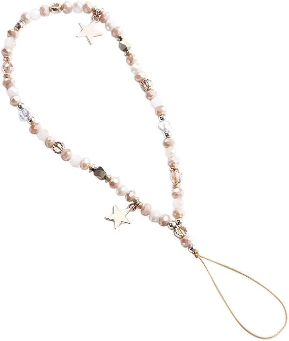 Calsgkspray Five-Pointed Star Pendant Beaded Strap - Cute Mobile Phone Strap Detachable Lanyard, Decor and Cell Phone Charms,Cell Phones Accessories