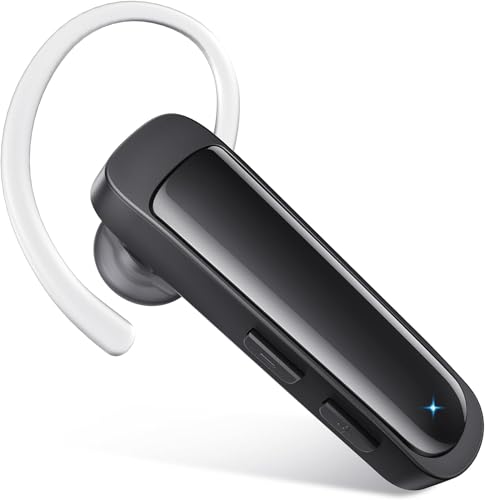 Bluetooth Headset Wireless Earpiece HD Hands Free Headphones with Microphone Lightweight Single Ear Earphones with Mute for iPhone Samsung Android