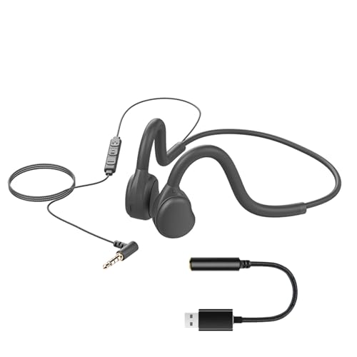 GZCRDZ Bone Conduction Earphones,USB Wired Earphones with Microphone, Open Headphone, Suitable for Computers and Gaming Consoles