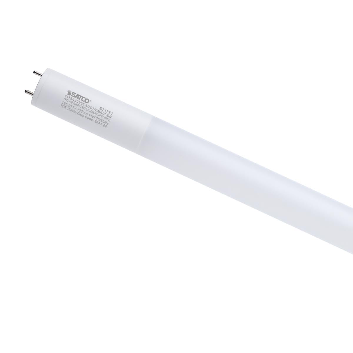 Satco 21761-11T8/LED/36-5CCT/DM/BP-DR (S21761) 3 Foot LED Straight T8 Tube Light Bulb for Replacing Fluorescents