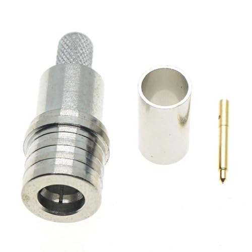 UCCKEYI 10Sets QMA Male Crimp RF Connector Designed for LMR195 RG58 RG400 RG142 Coax Cables 50 Ohm Straight Nickel-Plated Brass Type