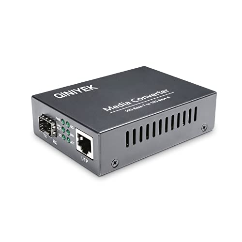 QINIYEK 10G Ethernet Media Converter, 1x 100M/1G/2.5G/5G/10GBase-T RJ45 to 1x 10GBase-X SFP+ Slot, Supports 10G SR/LR/10G-T Module,10G Fiber Ethernet