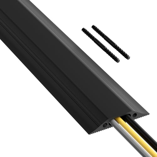 D-Line 6ft Floor Cord Cover, Made in USA Linkable Cable Protector, Hide Extension Cords, Protect Cords, Prevent Cable Trips, Cord Hider, Heavy Duty