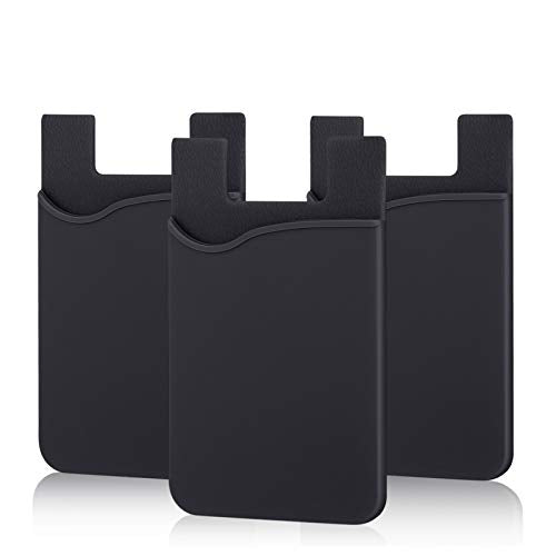 Pofesun Adhesive Phone Card Holder, 3 Pack Silicone Stick-on Wallet ID/Credit Card Holder Pouch Sleeve Self Adhesive Sticker Case for iPhone 17 16 15