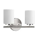 Replay Collection 2-Light Etched White Glass Modern Bath Vanity Light Brushed Nickel