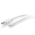 C2G USB Cable, Micro USB Cable, USB 2.0 Cable, USB A to B Cable, 1 Foot (0.3 Meters), White, Cables to Go 27441