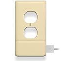 2 Pack - SnapPower USB Charger Outlet Wall Plate Cover - No Batteries Or Wires - Installs In Seconds (Duplex, Ivory)