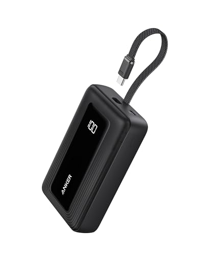 Anker Zolo Power Bank (2025 Upgraded Version), 20,000mAh 30W High-Speed Portable Charger with Built-in USB-C Cable, Battery Pack for iPhone 17/16 / 15