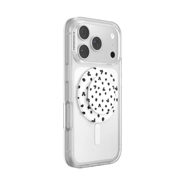 PopSockets Phone Grip for MagSafe, Magnetic Holder, Phone Stand, Disney - Mickey Polka Dot White