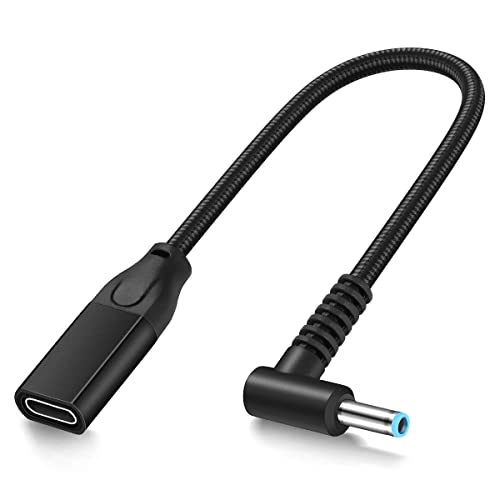 RAINSUNG USB-C to Smart Blue Tip Adapter Charging Cable for HP Laptop 19.5v 45w 65w, Female USB C Converter Power Charger Adapter Cord for X360