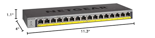 NETGEAR 16-Port Gigabit Ethernet Unmanaged PoE Switch (GS116LP) - with 16 x PoE+ @ 76W Upgradeable, Desktop, Wall Mount or Rackmount, and Limited