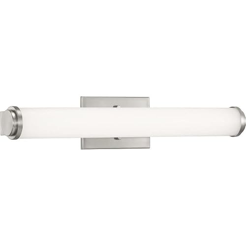 Progress Lighting Phase 1.1 LED Collection 24" White Shade Modern Bath Vanity Light Brushed Nickel