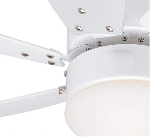 Ciata Lighting Turbo Swirl 30-Inch Ceiling Fan in White Finish with Dimmable LED Light Fixture in Opal Frosted Glass with White Blades