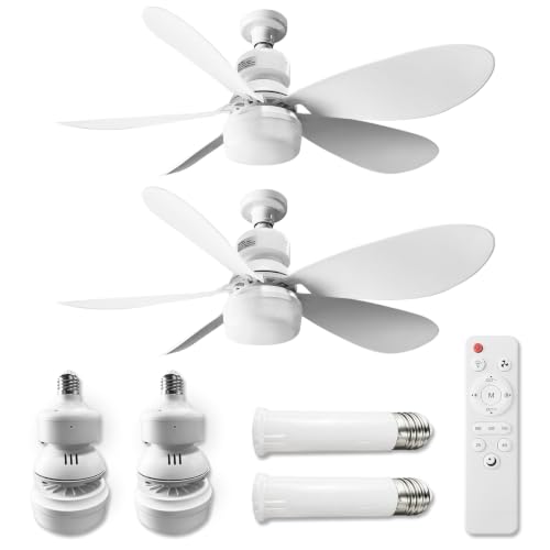 Mutois 20' Socket Fan Lights with Remote 3000 Lumens Dimmable 3CCT (2-Pack)