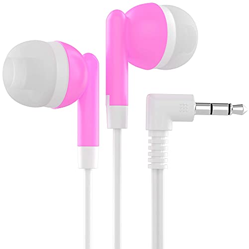 Maeline Bulk Earbuds with 3.5 mm Headphone Plug - 30 Pack - Pink