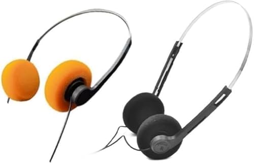 Mozff 2 Pcs Retro On Ear Headphones, Wired Stereo Headphones, Headphone, Lightweight Portable Headphone with Adjustable Headband, Cassette Player…