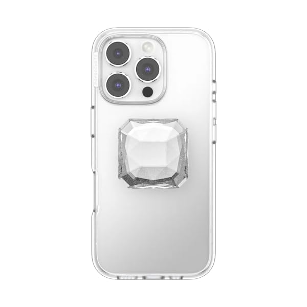 PopSockets Adhesive Phone Grip, Holder, Phone Stand, Heart - Pillow Cut Heart Clear Glitter
