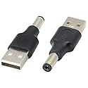 AAOTOKK (2 Pack 5V DC to USB Adapter DC5.5 × 2.1 mm Power Converter Plug USB 2.0 A Male to DC 5.5×2.1mm Male DC Barrel Power Plug Charger Cord…