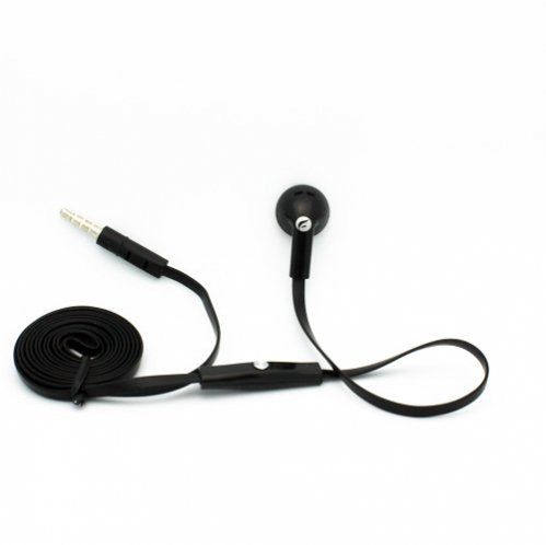 Flat Cable Black Handsfree Mono Headset Single Earphone Earbud Microphone for Net10 / Straight Talk / Tracfone LG Optimus Dynamic / Dynamic 2…