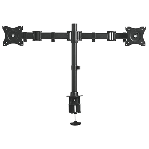 Kantek Dual Monitor Arm, Stand Mounts 2 Screens up tp 27", 2 Articulating Adjustable Arms Hold 18lbs, Desk and Grommet Mount, Cable Management, VESA