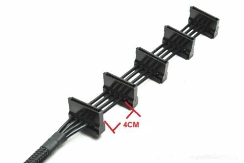 AYA 16-Inch 4-Pin IDE Molex to 5 SATA Power Cable 18AWG