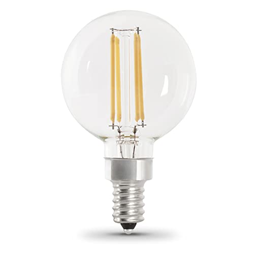 Feit Electric 40-Watt Equivalent G16.5 Candelabra Dimmable Filament LED Energy Star Clear Glass Light Bulb, Daylight (2-